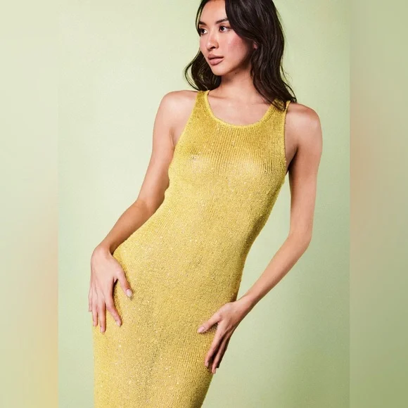 natalia dress - chartreuse sequin Asta Resort NATALIA DRESS - CHARTREUSE by Asta Resort